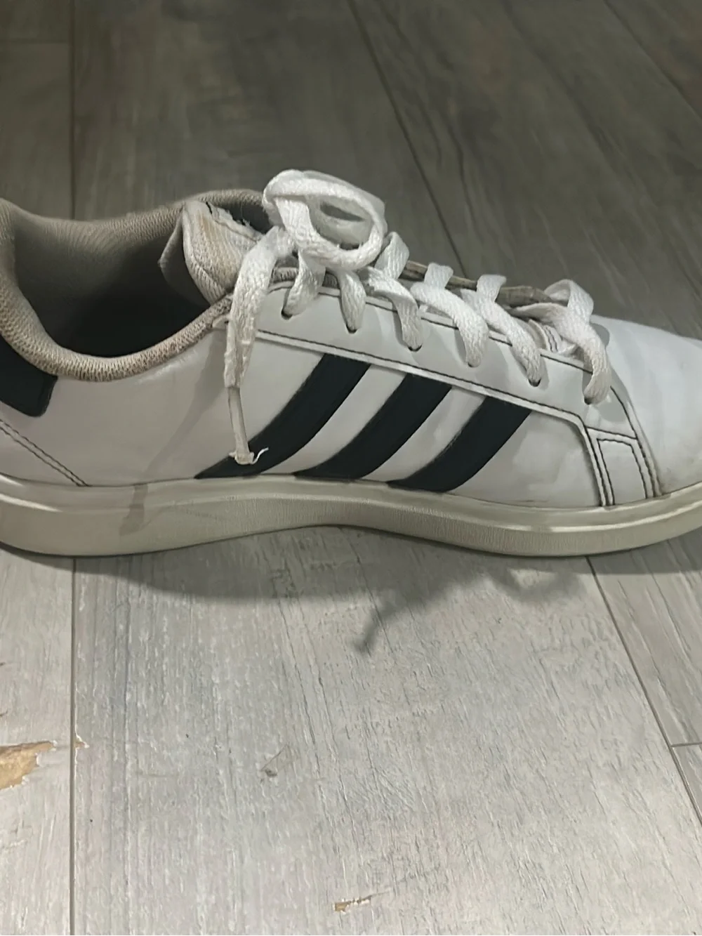 adidas White Sneakers with Black Stripes
